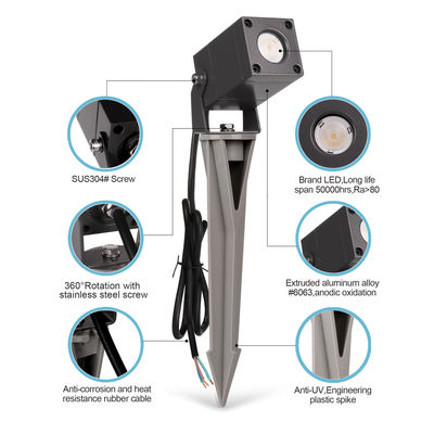 স্কয়ার ট্রি এলইডি গার্ডেন স্পট লাইট ওয়াটারপ্রুফ আইপি 65 অ্যালুমিনিয়াম আউটডোর লন ল্যাম্প সিই সার্টিফিকেশন সহ