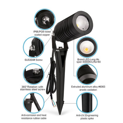 LED আউটডোর স্পটলাইট IP65 14W COB LED DIA63MM 2700K স্পাইক স্ট্যান্ড সহ উষ্ণ সাদা