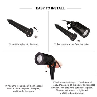 LED আউটডোর স্পটলাইট IP65 14W COB LED DIA63MM 2700K স্পাইক স্ট্যান্ড সহ উষ্ণ সাদা