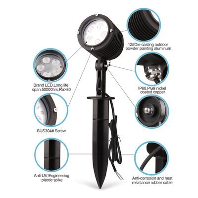 নিয়মিত কোণ LED গার্ডেন স্পট লাইট 2700k - 6500k আইপি 65 আউটডোর ট্রি লাইট প্রজেক্টর