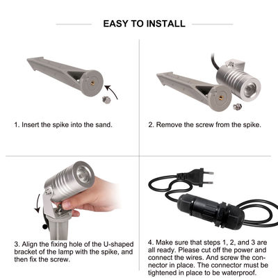 উষ্ণ সাদা 3W আউটডোর স্পাইক স্পটলাইট আইপি 65 এলইডি ল্যান্ডস্কেপ গার্ডেন ইয়ার্ড লাইট
