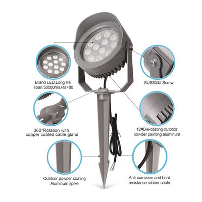 DMX512 রঙিন আউটডোর LED গাছের আলো 12W 24W 36W IP65 Rgb স্পাইক লাইট