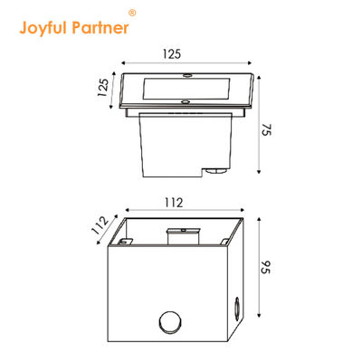 12VDC স্কয়ার আন্ডারগ্রাউন্ড ল্যাম্প আইপি 67 4W 8W 125*125MM স্টেইনলেস স্টিল DMX RGBW4in1