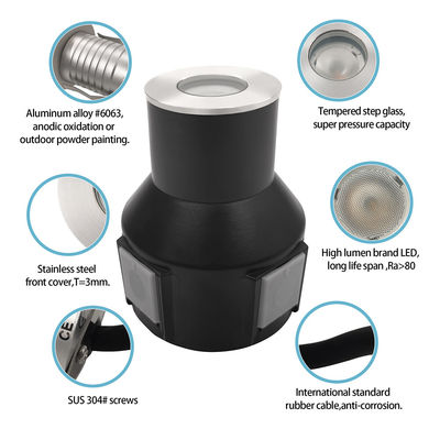 3W IP67 গার্ডেন ল্যান্ডস্কেপ সিঁড়ি লাইট RGB3in1 অ্যালুমিনিয়াম হাউজিং স্টেইনলেস স্টিল ফ্রন্ট কভার সহ দুই বছরের ওয়ারেন্টি