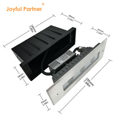 LED ইন-গ্রাউন্ড লাইট DC24V 3W 6W 3000K #316 SS IP67 লিনিয়ার দৈর্ঘ্য 195MM + টেম্পারেড গ্লাস