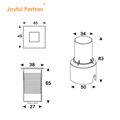 LED ভূগর্ভস্থ ল্যাম্প স্টেইনলেস স্টীল 1W 2W এসি/ডিসি 2700K-6000K DIA38MM সঙ্গে ফ্রিজ গ্লাস