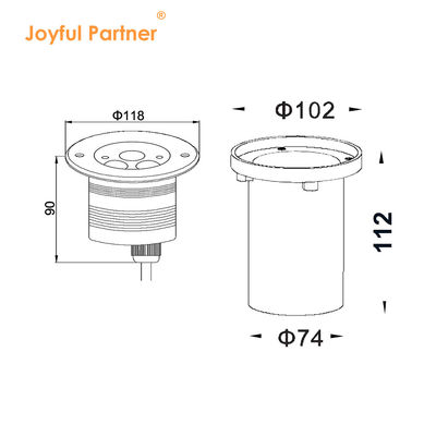 আন্ডারগ্রাউন্ড LED পার্কিং লাইট 3W 6W 9W COB স্টেইনলেস স্টীল ট্রিম সঙ্গে বহিরঙ্গন LED বাগান লাইট