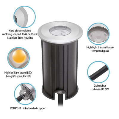 1W IP68 জলরোধী পানির নিচে আলো 316SS 12V 24V LED পুল আলো 2700k - 6500k