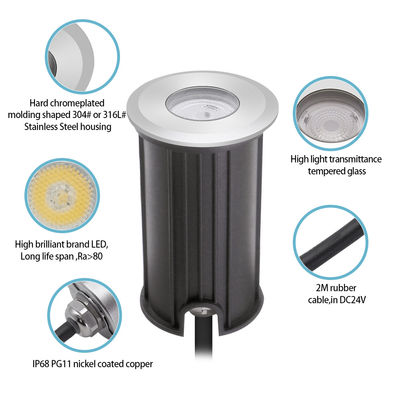 স্টেইনলেস স্টিল IP68 DC24V মিনি পুকুর লাইট 1W 2W 3W নতুন ডিজাইন সিই ROHS সার্টিফিকেশন সহ