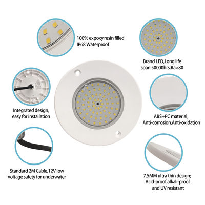6W LED PAR56 পুল লাইট অতি পাতলা পিসি উপাদান প্রাচীর মাউন্ট সুইমিং পুল লাইট