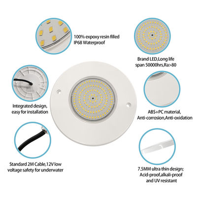 পানির নিচে LED পুল লাইট PAR56 6W AC12V আল্ট্রা পাতলা H=7.5mm 10W 18W 25W 35W RF রিমোট কন্ট্রোল