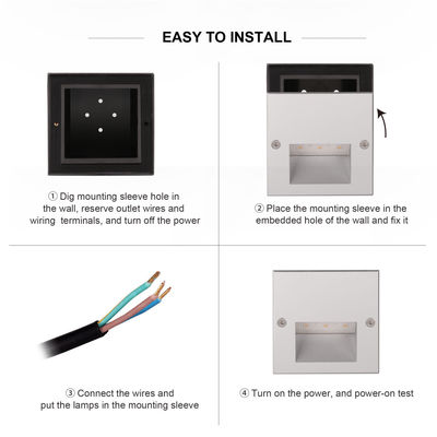 ওয়াল রিসেসড 2W ওস্রাম এসএমডি এলইডি স্টেপ লাইট আইপি 65 আধুনিক ডিজাইনের অ্যালুমিনিয়াম উপাদান করিডোরের জন্য