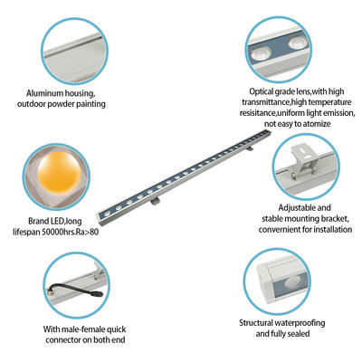 রৈখিক এলইডি ওয়াল ওয়াশার লাইট 9W আইপি 65 এলইডি আরজিবি স্পট লাইট বিল্ডিং সজ্জা জন্য