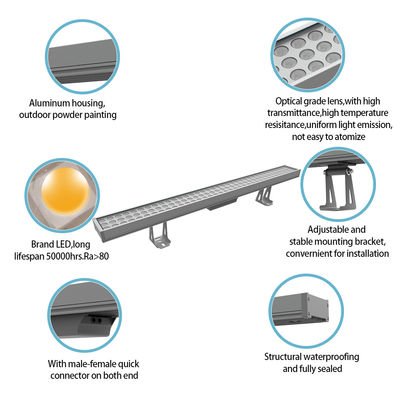 আউটডোর ফেসেড LED ওয়াল ওয়াশার লাইট 2700K - 6000K বিল্ডিং সজ্জা LED লাইট