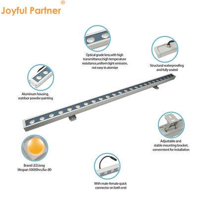 24W Rgbw LED ওয়াল ওয়াশার লাইট রৈখিক 2700k - 6500k জলরোধী বিল্ডিং জন্য