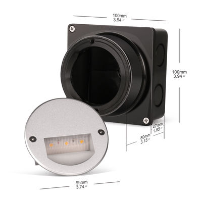 অ্যালুমিনিয়াম আউটডোর LED স্টেপ লাইট আইপি 65 রাউন্ড কভার স্কয়ার স্লিভ ওয়াল সিঁড়ি
