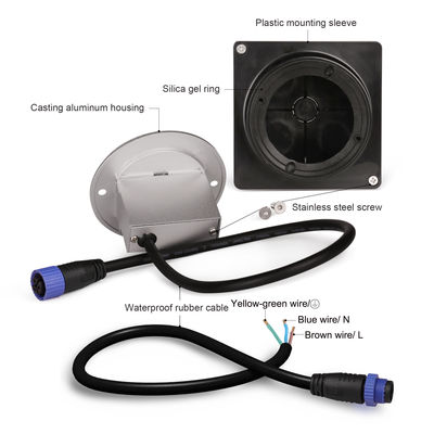 অ্যালুমিনিয়াম আউটডোর LED স্টেপ লাইট আইপি 65 রাউন্ড কভার স্কয়ার স্লিভ ওয়াল সিঁড়ি