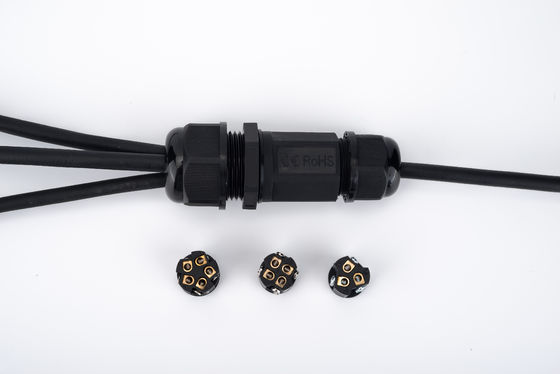 IP68 দ্রুত সংযোগকারী জলরোধী ১ ইন ২ আউট কালো রঙ ভূগর্ভস্থ তারের সংযোগ বাক্সের জন্য