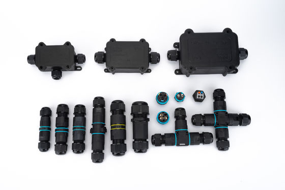 IP68 দ্রুত সংযোগকারী জলরোধী ১ ইন ২ আউট কালো রঙ ভূগর্ভস্থ তারের সংযোগ বাক্সের জন্য