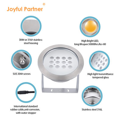 LED আন্ডারওয়াটার স্পট লাইট IP68 রঙিন RGBW 12V 24V নিম্ন ভোল্টেজ জল বৈশিষ্ট্য জন্য