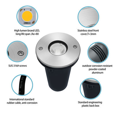এলইডি ইনগ্রাউন্ড বুরিয়েড ল্যাম্প IP67 1W 3W DIA67MM DC24V ফ্লোর রিসেসড জলরোধী আউটডোর গার্ডেন এর জন্য