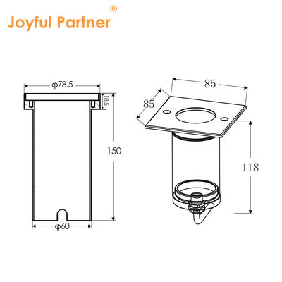 এলইডি গ্রাউন্ড লাইট ডিসি24V এসি220V COB এলইডি অ্যালুমিনিয়াম বর্গক্ষেত্র আকৃতির 304এসএস ফ্রন্ট কভার বাগানের জন্য