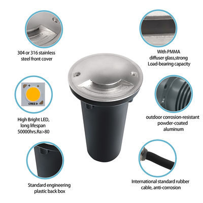 দুই উপায় LED IP67 জলরোধী এবং ধুলোরোধী Ik08 LED স্টেইনলেস স্টীল ভূগর্ভস্থ আলো
