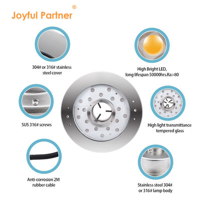 আনন্দময় অংশীদার 6W 9W 12W 18W 24V DMX নিয়ন্ত্রণ স্টেইনলেস স্টীল আইপি 68 আন্ডারওয়াটার আরজিবি ফোয়ারা লাইট