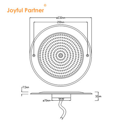 LED পুল লাইট আল্ট্রা স্লিম রেজিন ভরা DIA230mm এসি / ডিসি 12v পিসি স্বচ্ছ কভার সমর্থন কাস্টমাইজেশন