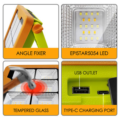 পোর্টেবল LED ওয়ার্ক সোলার লাইট 7200mAh ব্যাটারি রিচার্জেবল 5054 Epistar Led IP65 জলরোধী Stepless উজ্জ্বলতা সঙ্গে