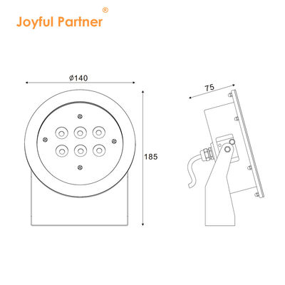 জলরোধী আন্ডারওয়াটার ল্যাম্প 12V 24V RGBW কালার পরিবর্তন DMX512 কন্ট্রোল ওয়ে ডায়া 140MM 30° বিম