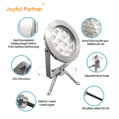 আউটডোর এলইডি স্পট লাইট স্টেইনলেস স্টিল DMX512 RGBW 12W DMX কন্ট্রোল সাপোর্ট করে জলের ব্যবহারের জন্য