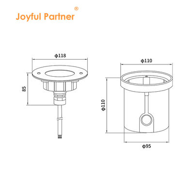 DIA 118mm IP68 304 স্টেইনলেস স্টীল উষ্ণ সাদা পানির নীচে LED আলো 3W DC24v প্লাস্টিকের মাউন্ট আস্তরণের সাথে