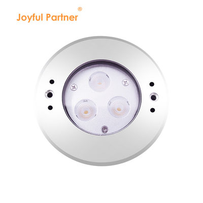 DIA 118mm IP68 304 স্টেইনলেস স্টীল উষ্ণ সাদা পানির নীচে LED আলো 3W DC24v প্লাস্টিকের মাউন্ট আস্তরণের সাথে