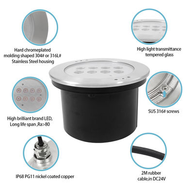 LED পুল লাইটস আন্ডার ওয়াটার RGBW IP68 SS316 DIA200mm ওয়াটারপ্রুফ সিই রোস IP68 মাল্টি কালার ডিসি 24 ভি