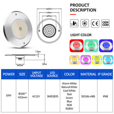 IP68 LED PAR56 পুল লাইট রঙ পরিবর্তন 12V 6W রজন ভরাট জলরোধী ওয়াইফাই আরএফ রিমোট কন্ট্রোল