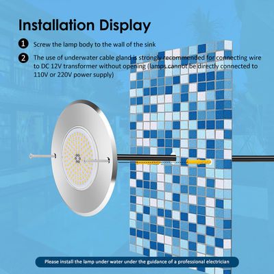 LED ইনগ্রাউন্ড পুল লাইট DIA160MM*32MM AC12V 316 RGB কন্ট্রোলারের সাথে স্টেইনলেস স্টীল