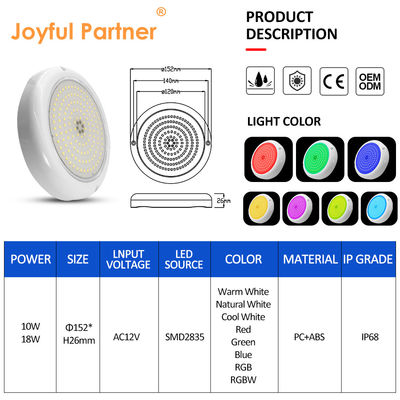 পুল লাইট LED আন্ডারওয়াটার PAR56 কংক্রিট প্রাচীর পৃষ্ঠ 18 কী রিমোট কন্ট্রোলার সঙ্গে মাউন্ট