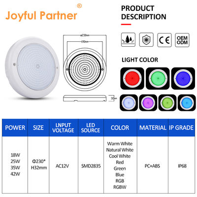 DMX পুল লাইট IP68 18W AC12V রিমোট কন্ট্রোল ওয়াটারপ্রুফ পিসি PAR56 সাদা আলো