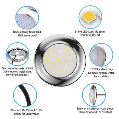 LED PAR56 পুল লাইট 18W-35W IP68 জলরোধী AC12V স্টেইনলেস স্টীল