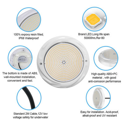 35W LED সুইমিং পুল আলোর জন্য কংক্রিট পুল SPA 230*35mm ABS উপাদান AC12V RGB RGBW