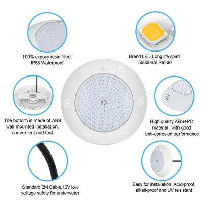প্রাচীর মাউন্ট করা আইপি 68 আন্ডারওয়াটার লাইট মাল্টিকলার রিমোট কন্ট্রোল সুইমিং LED পুল লাইট ABS হাউজিং