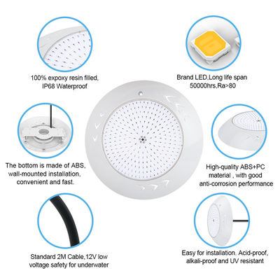 18W Par56 LED সুইমিং পুল সারফেস মাউন্টযুক্ত LED আন্ডারওয়াটার পুল লাইট AC 12V RGB ওয়াটারস্কেপ গার্ডেনের জন্য