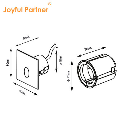 স্মার্ট এলইডি ওয়াল ল্যাম্প আইপি 65 অ্যালুমিনিয়াম বডি বর্গাকার আকৃতি ডিসি 24v 1w 2w 3w LED সিঁড়ি আলো করিডোর জন্য