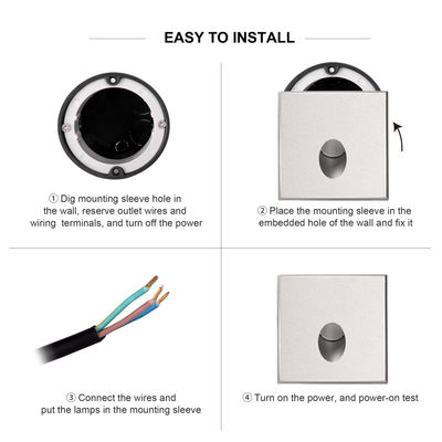 স্মার্ট এলইডি ওয়াল ল্যাম্প আইপি 65 অ্যালুমিনিয়াম বডি বর্গাকার আকৃতি ডিসি 24v 1w 2w 3w LED সিঁড়ি আলো করিডোর জন্য