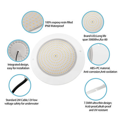 আইপি 68 জলরোধী আলো 35W আল্ট্রা স্লিম এইচ 7.5 মিমি আউটডোর আলো এবিএস উপাদান ডিসি 12 ভি ওয়াল মাউন্ট পুল লাইট