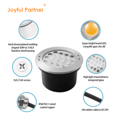 আন্ডারওয়াটার পুল ল্যাম্প লাইটিং জলরোধী IP68 12V স্টেইনলেস স্টীল 18W 36W LED একক রঙ CE ROHS সার্টিফিকেশন