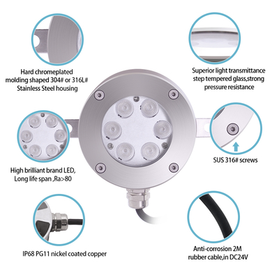 আনন্দিত পার্টনার IP68 জলরোধী 6W/12W/18W DC12V RGB DMX আন্ডারওয়াটার LED ফোয়ারা সঙ্গীত নৃত্য জল