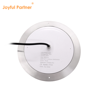 IP68 LED PAR56 পুল লাইট RGB কালার পরিবর্তন 12VDC AC 35W DIA 280mm SMD2835 432pcs কালার প্যাকেজের সাথে