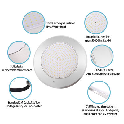 পানির নিচে RGB LED পুল ল্যাম্প 6W 12W 18W 25W 35W IP68 SMD LED 316স্টেইনলেস স্টিল